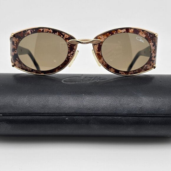 Cazal Mod. 911 Col. 948 Black Gold Leopard Frame Green Lens Sunglasses w/ Case - Picture 1 of 16